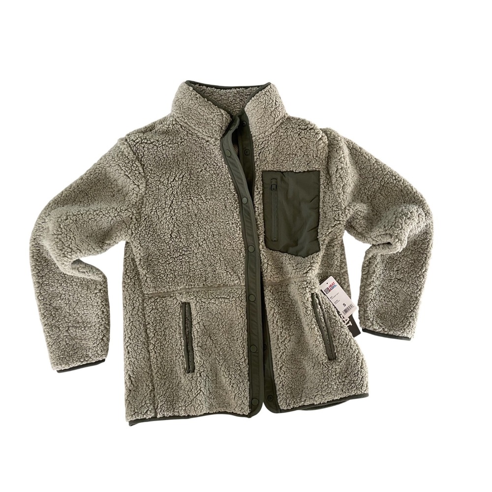 32 Degrees Heat Womens Seagrass Green Sherpa Fleece Snap Jacket T5FLDS59RT Small